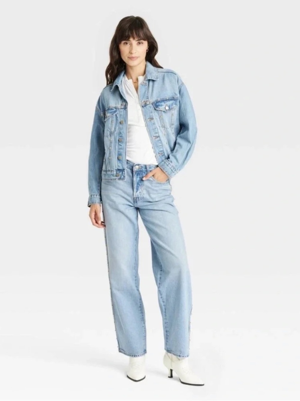 Universal Thread Light Blue Studded Denim Jacket - Picture 3 of 6